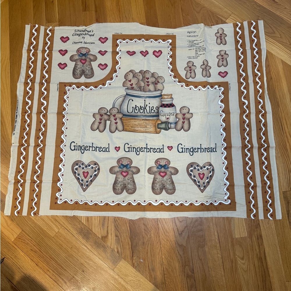 Grandma’s Gingerbread Apron Panel with Heart Accents